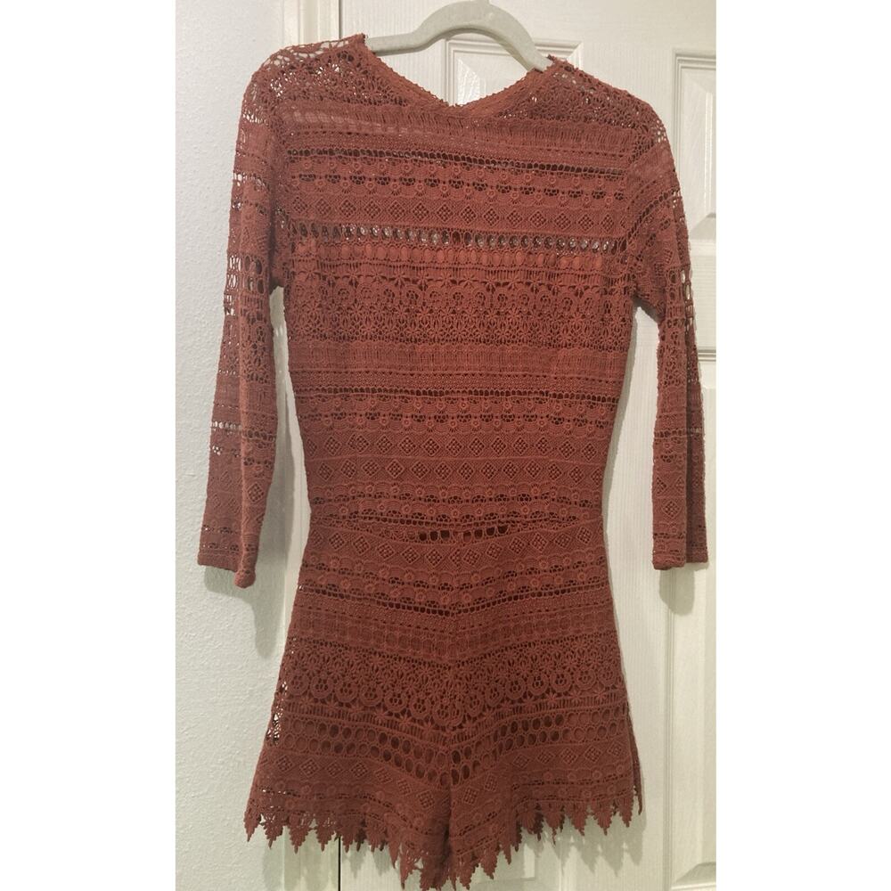 MYNE Ashley Ann for Free People Indio Crochet Romper Size 2 XS Lined Club wear